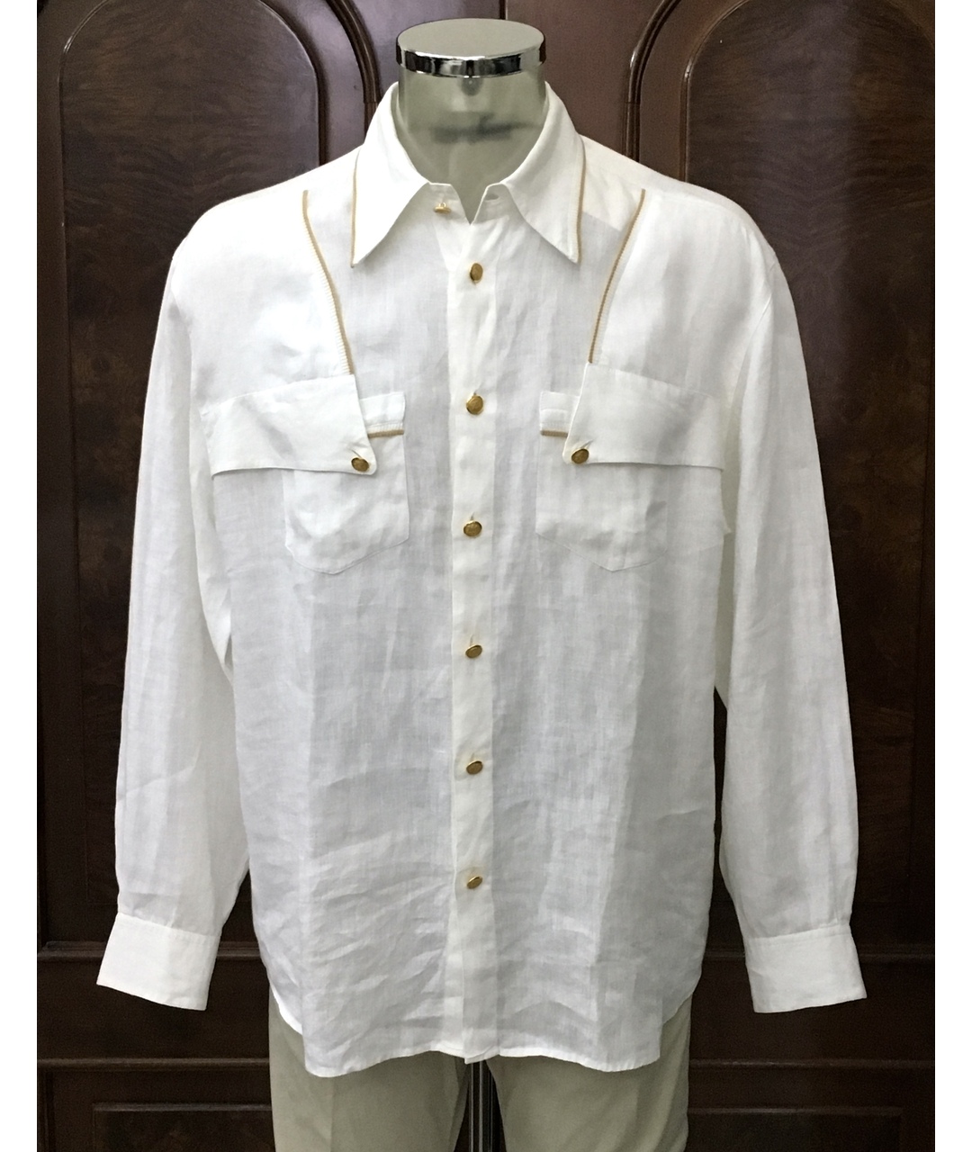 BILANCIONI Белая льняная кэжуал рубашка, фото 8