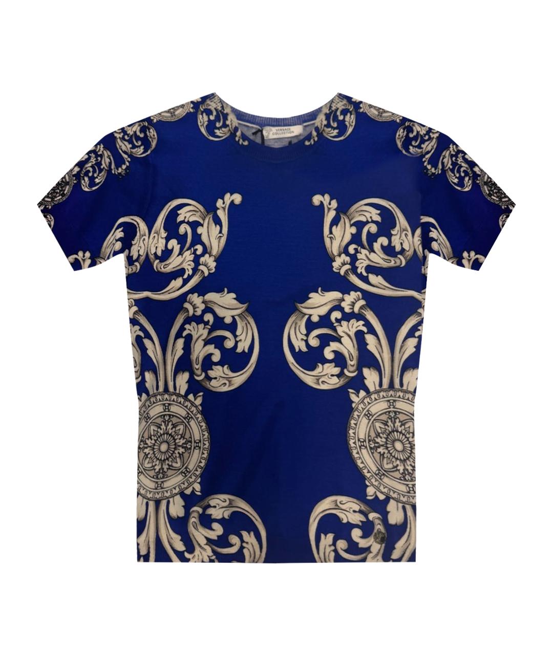 VERSACE COLLECTION Синяя шелковая футболка, фото 1