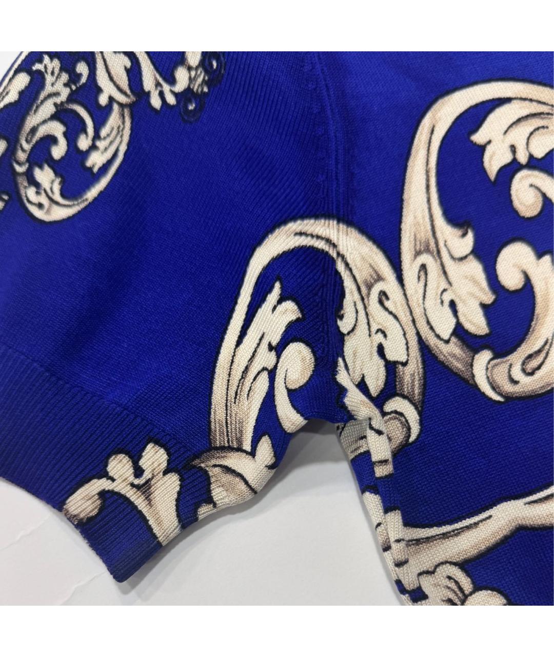 VERSACE COLLECTION Синяя шелковая футболка, фото 4