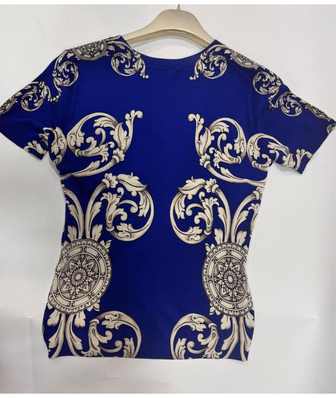 VERSACE COLLECTION Синяя шелковая футболка, фото 2