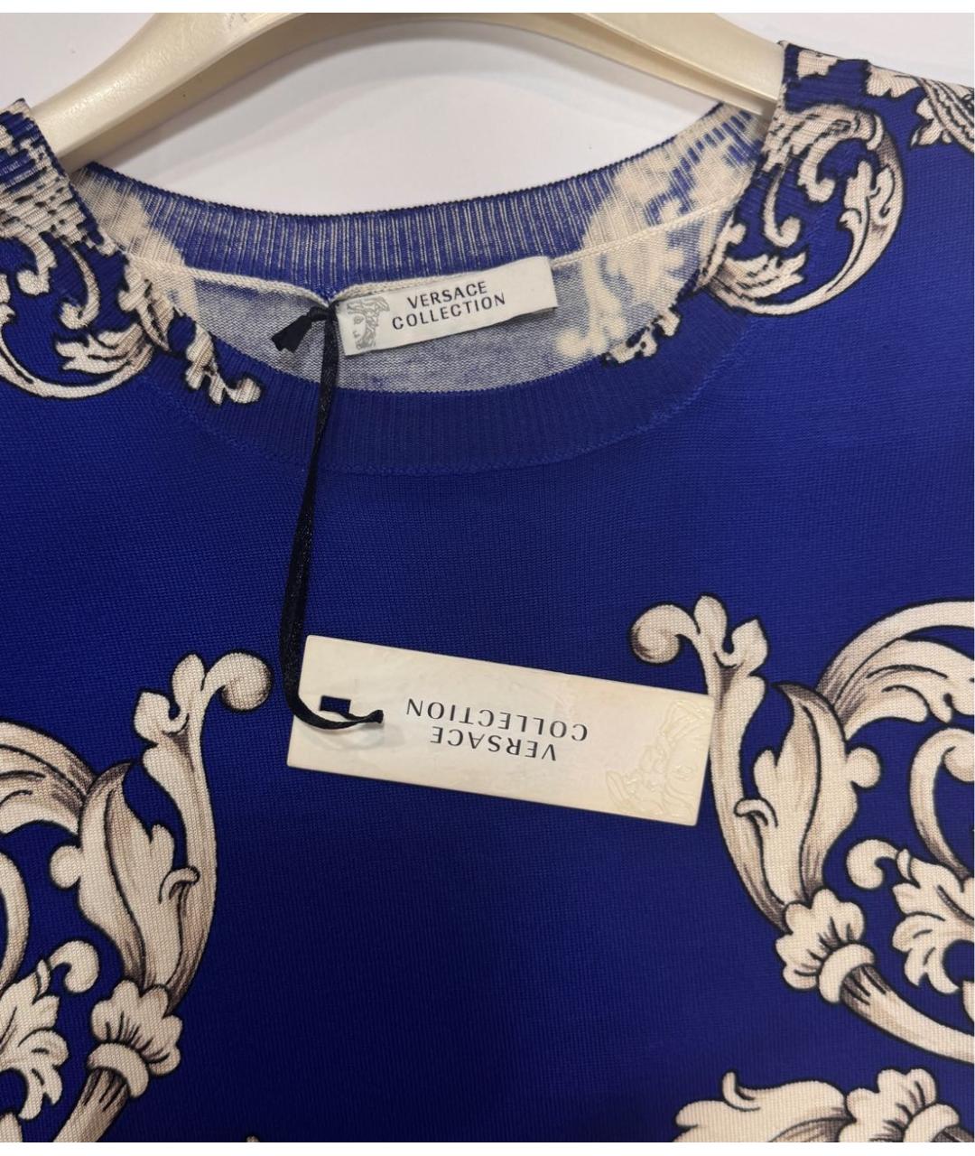 VERSACE COLLECTION Синяя шелковая футболка, фото 3