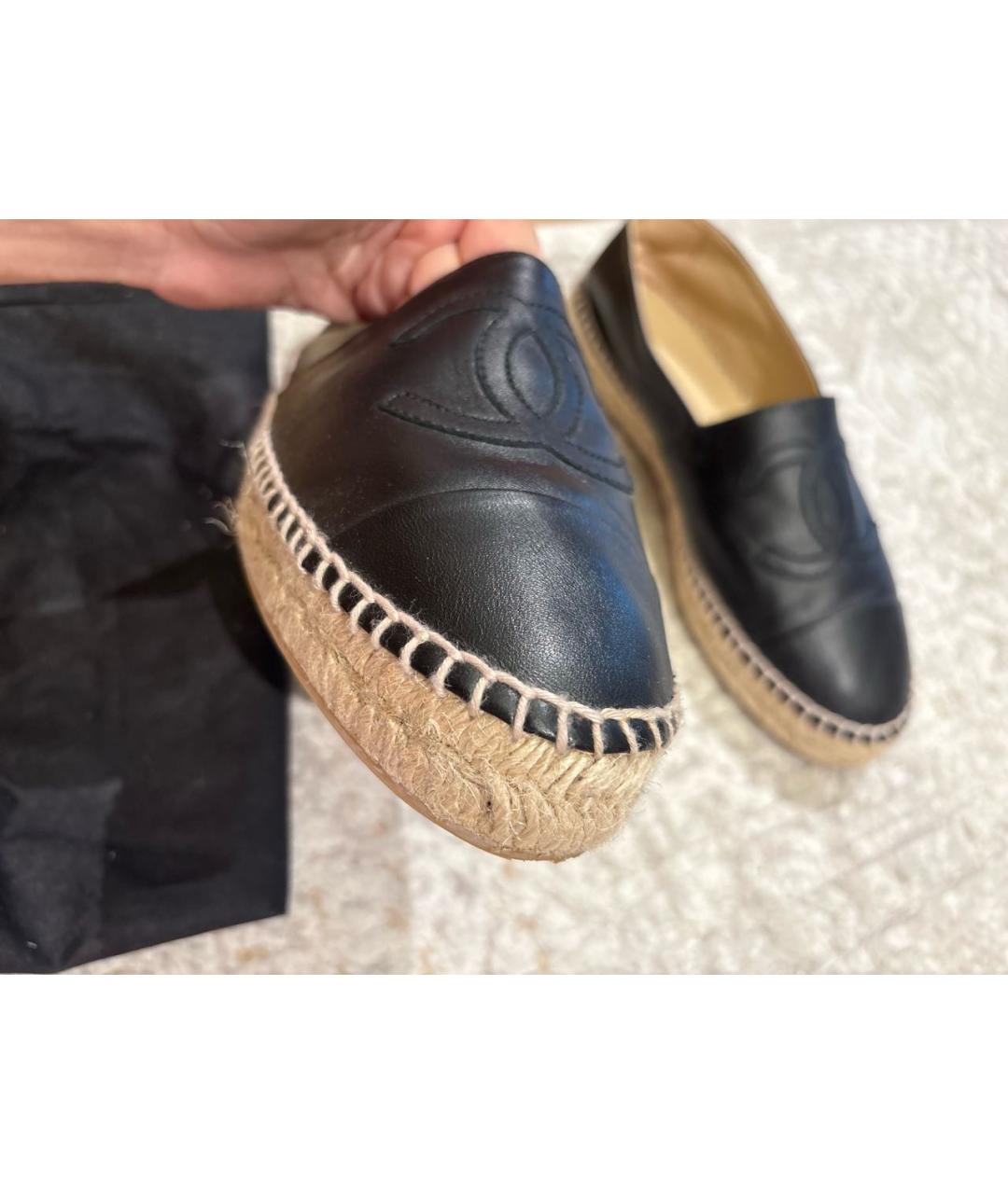 CHANEL Черные кожаные эспадрильи, фото 7