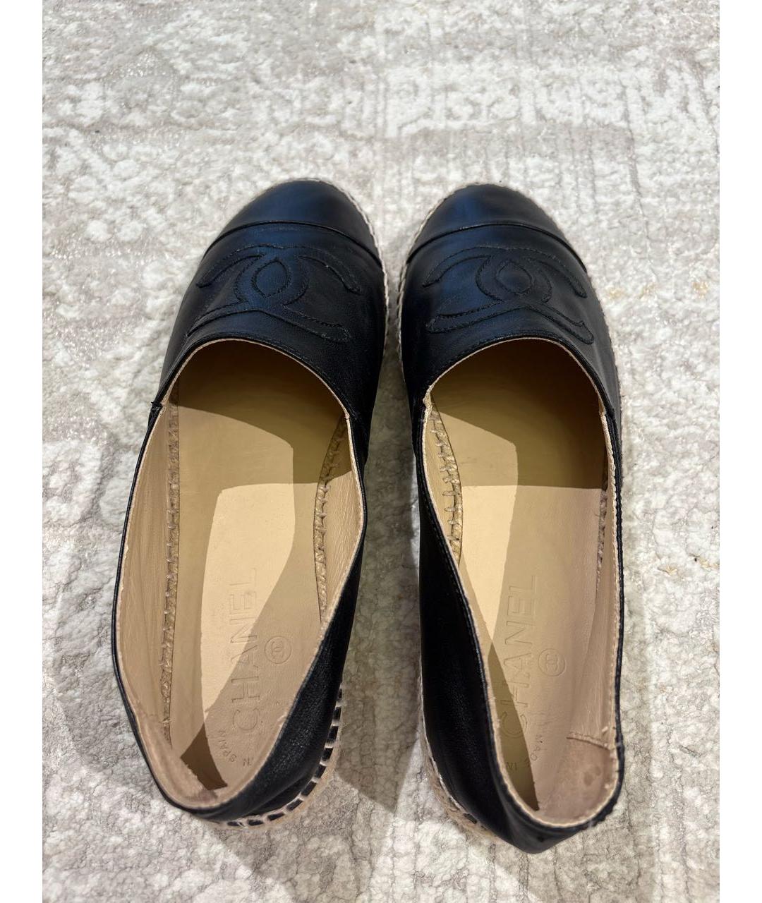 CHANEL Черные кожаные эспадрильи, фото 3