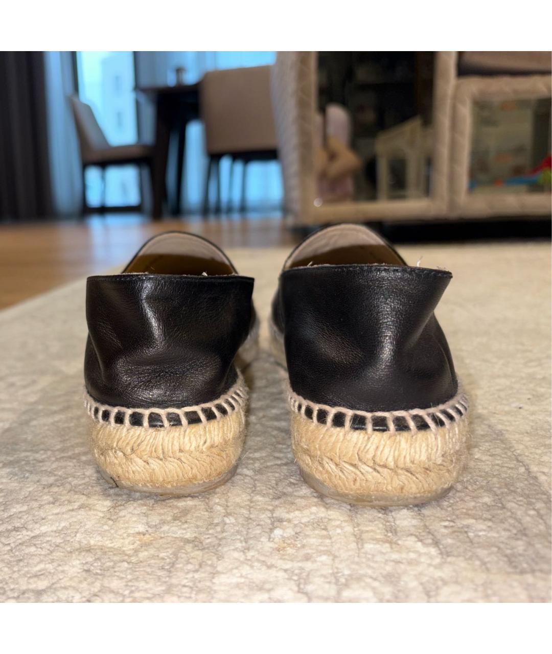 CHANEL Черные кожаные эспадрильи, фото 4