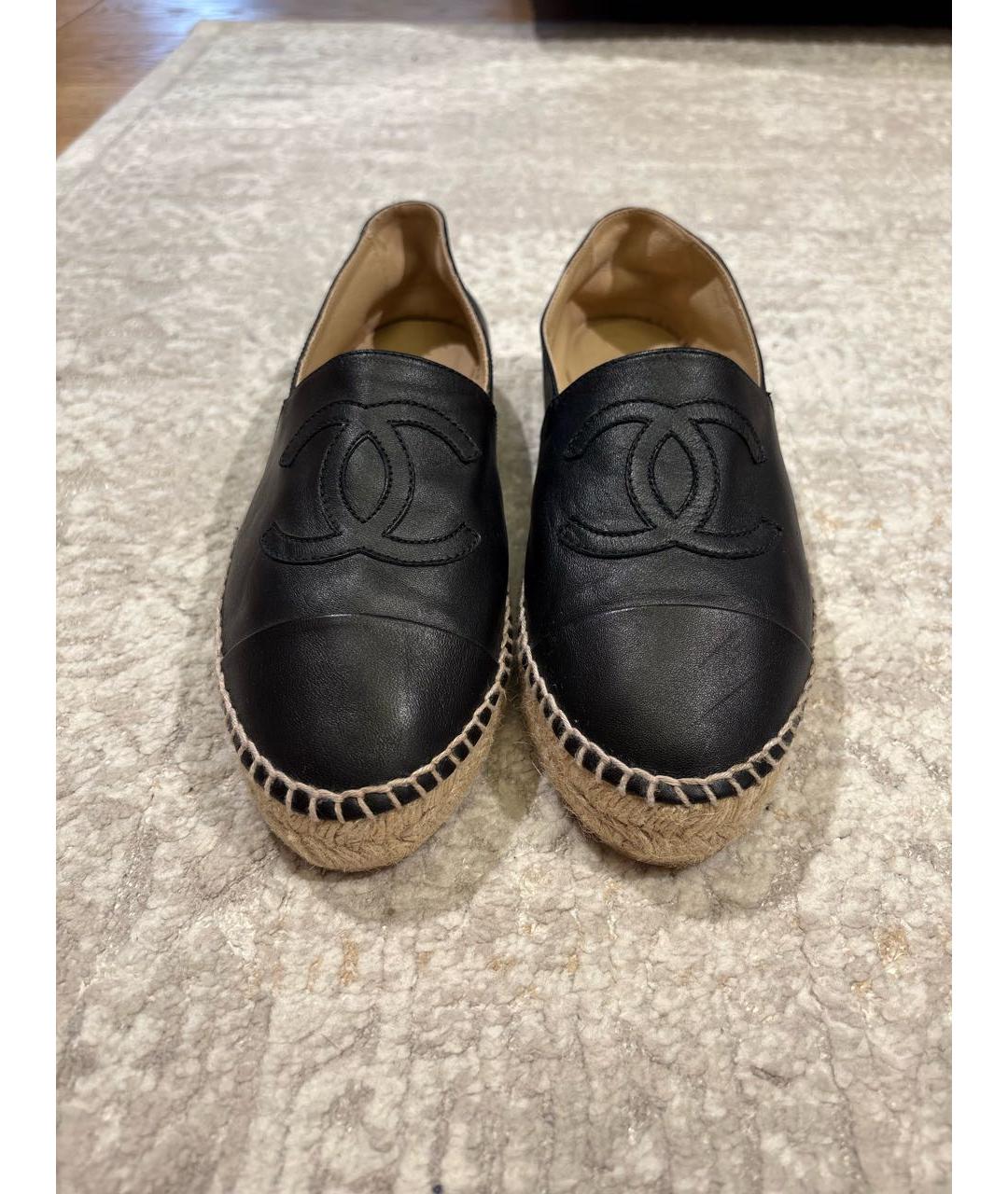 CHANEL Черные кожаные эспадрильи, фото 2