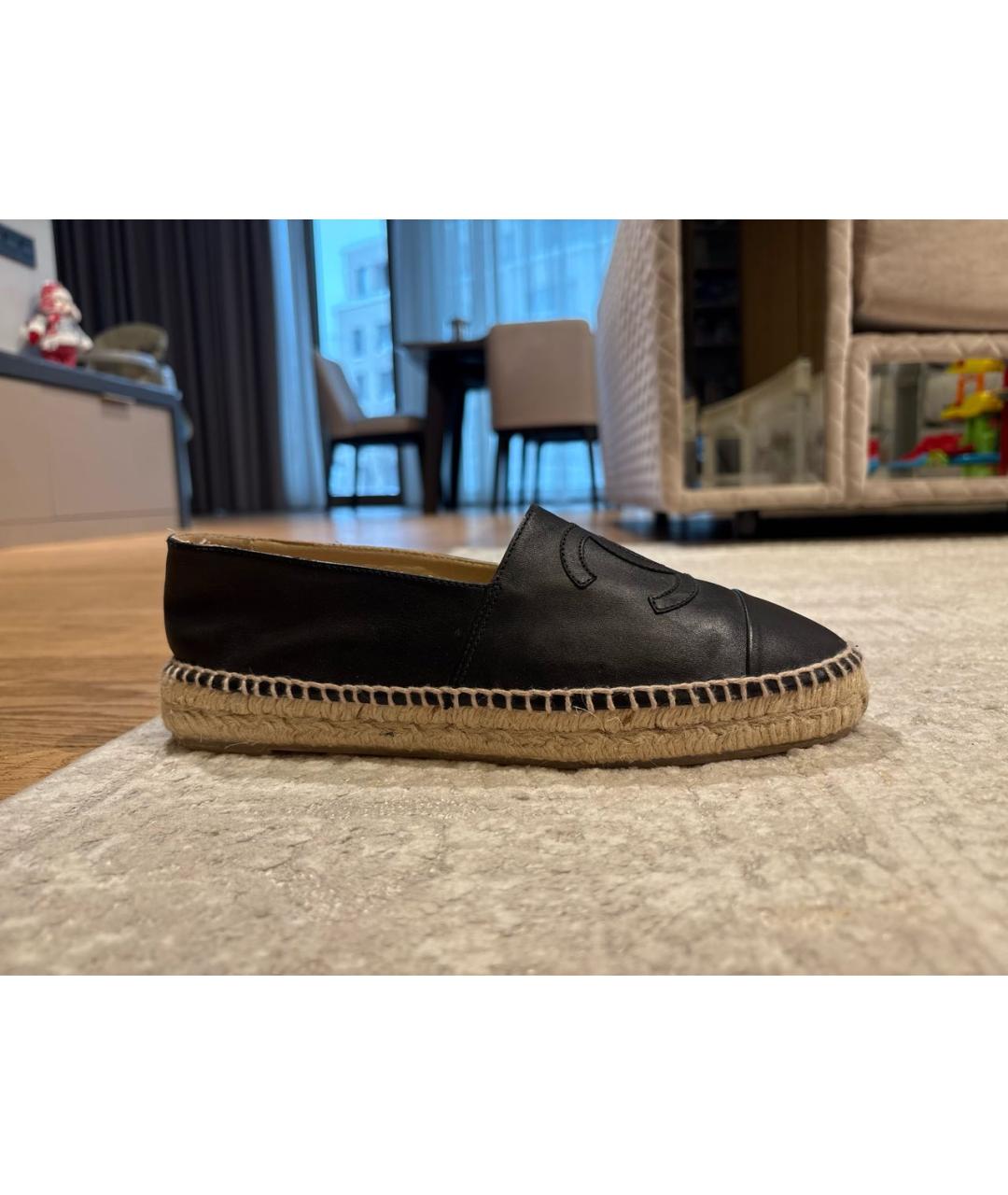 CHANEL Черные кожаные эспадрильи, фото 9