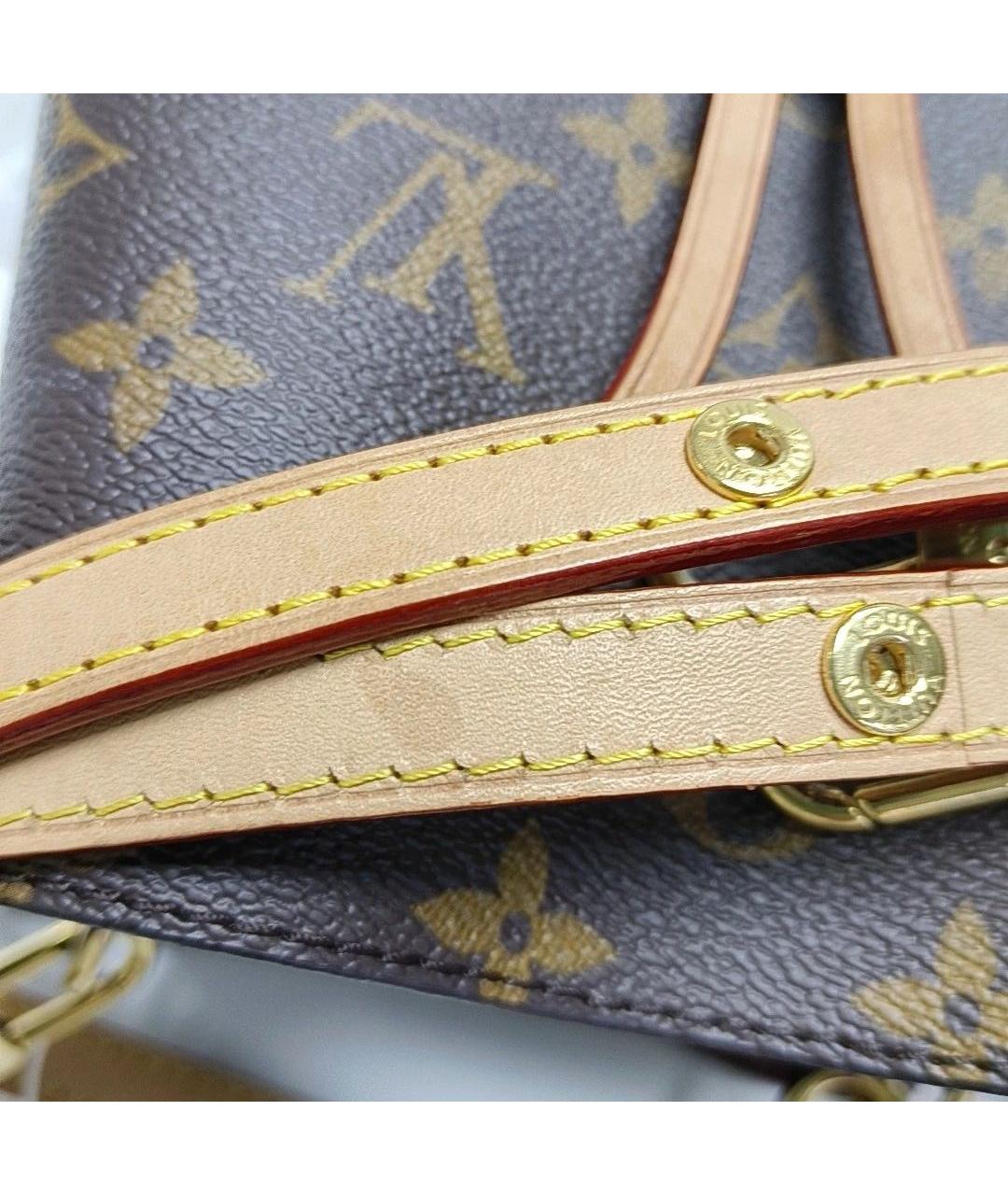 LOUIS VUITTON Коричневая кожаная сумка тоут, фото 7