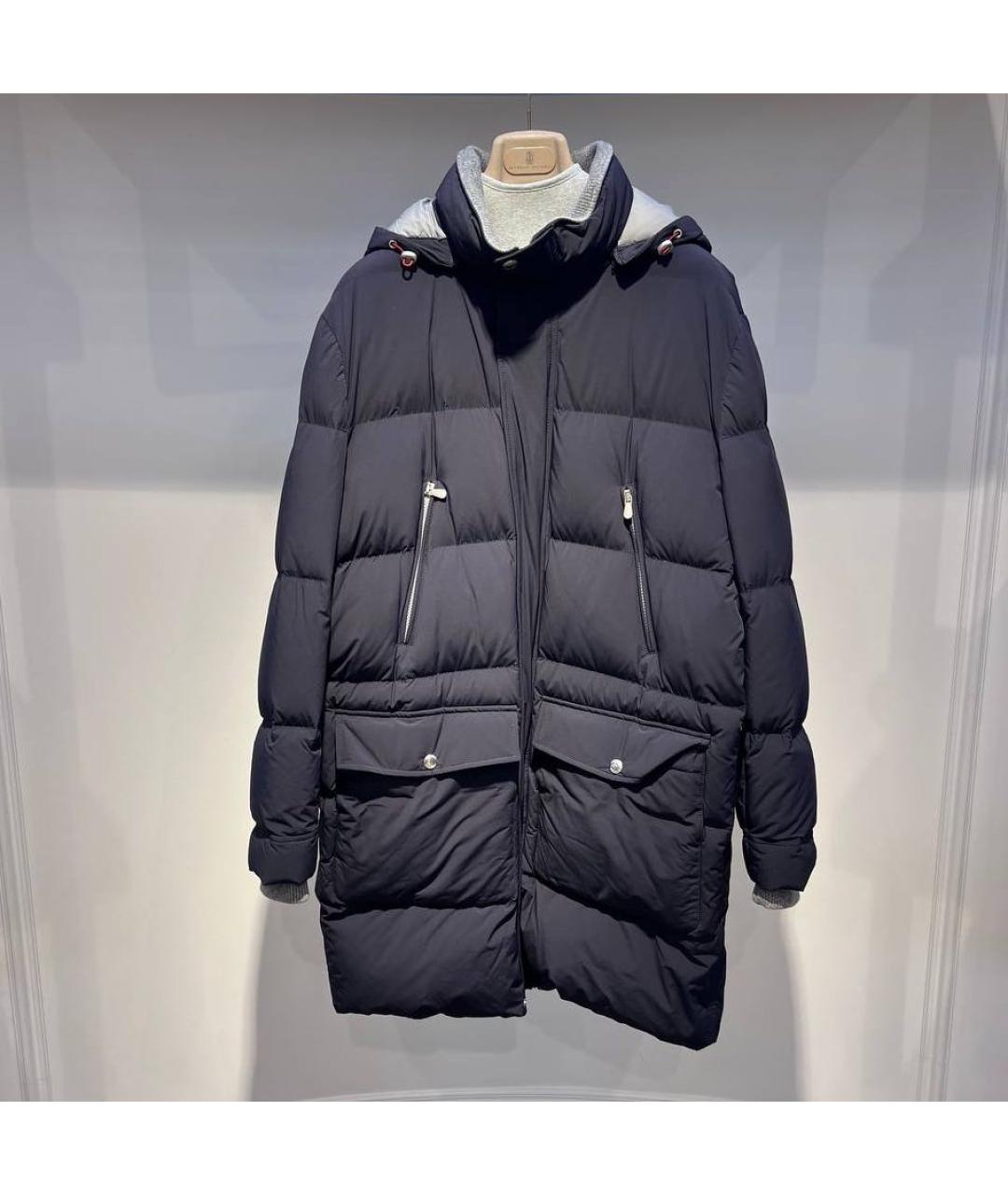 BRUNELLO CUCINELLI Темно-синий полиамидовый пуховик, фото 2
