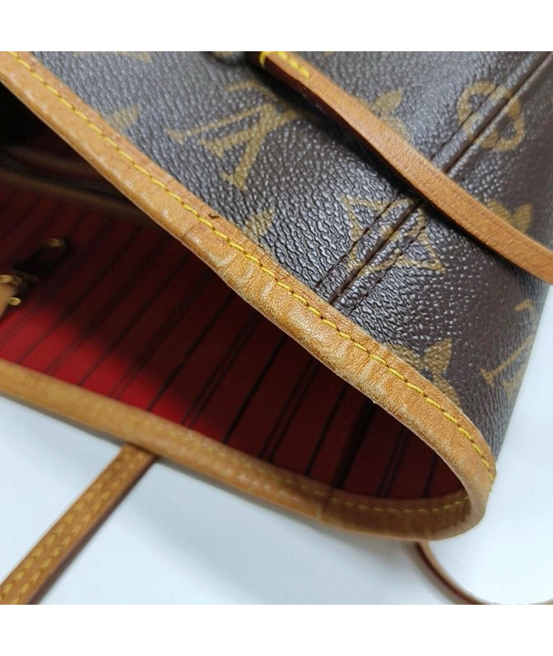 LOUIS VUITTON Коричневая кожаная сумка тоут, фото 6