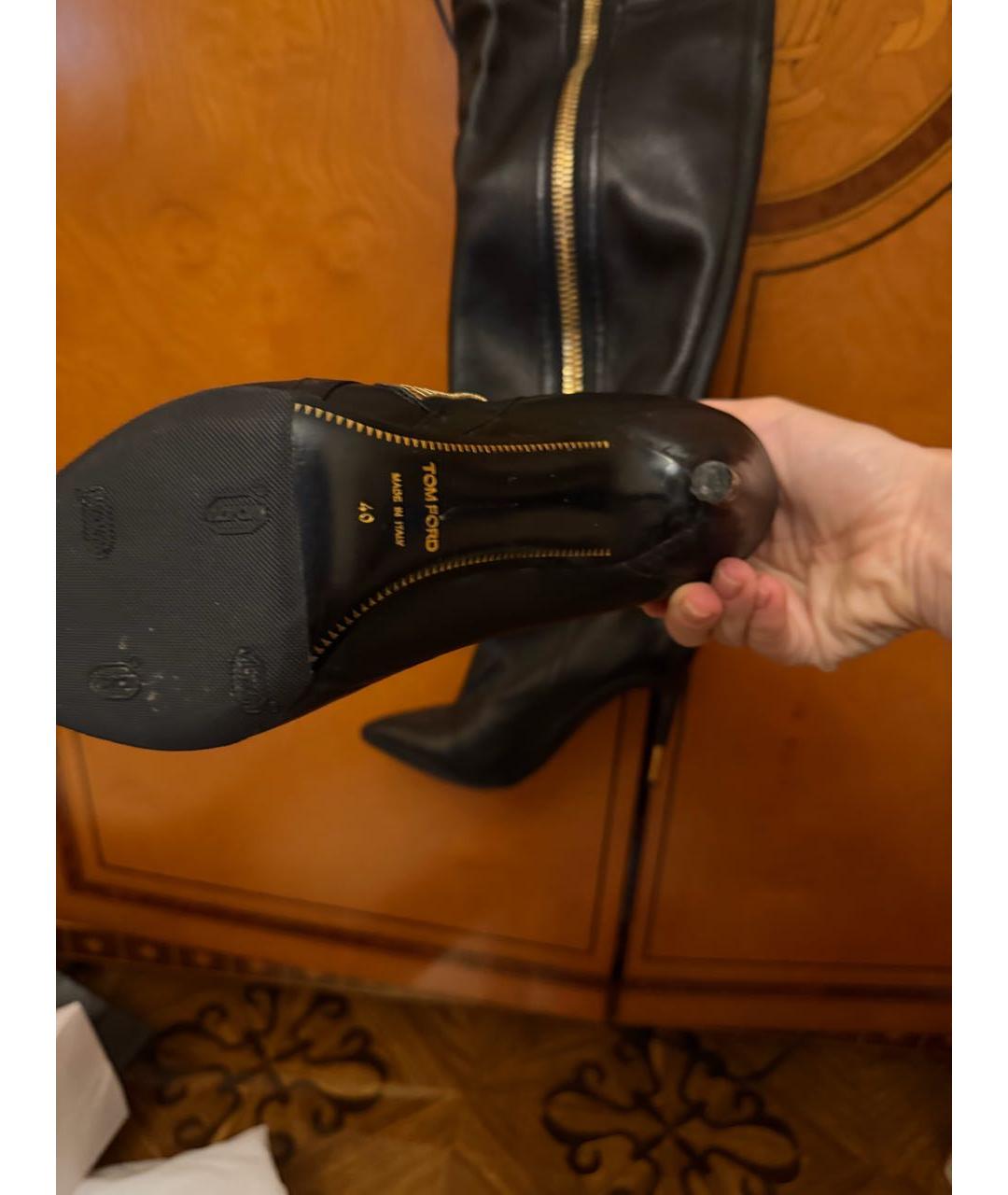 TOM FORD Черные кожаные ботфорты, фото 2