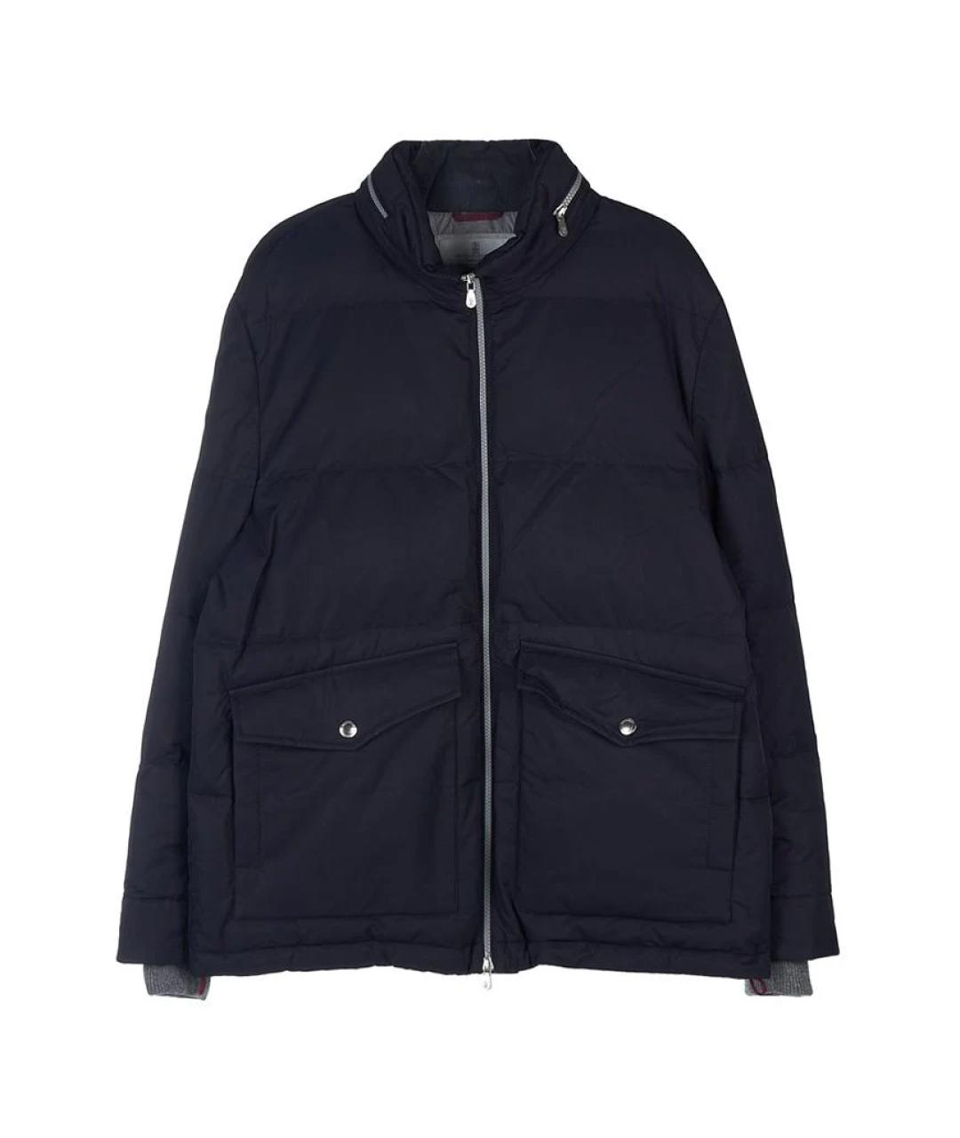 BRUNELLO CUCINELLI Темно-синий полиамидовый пуховик, фото 1