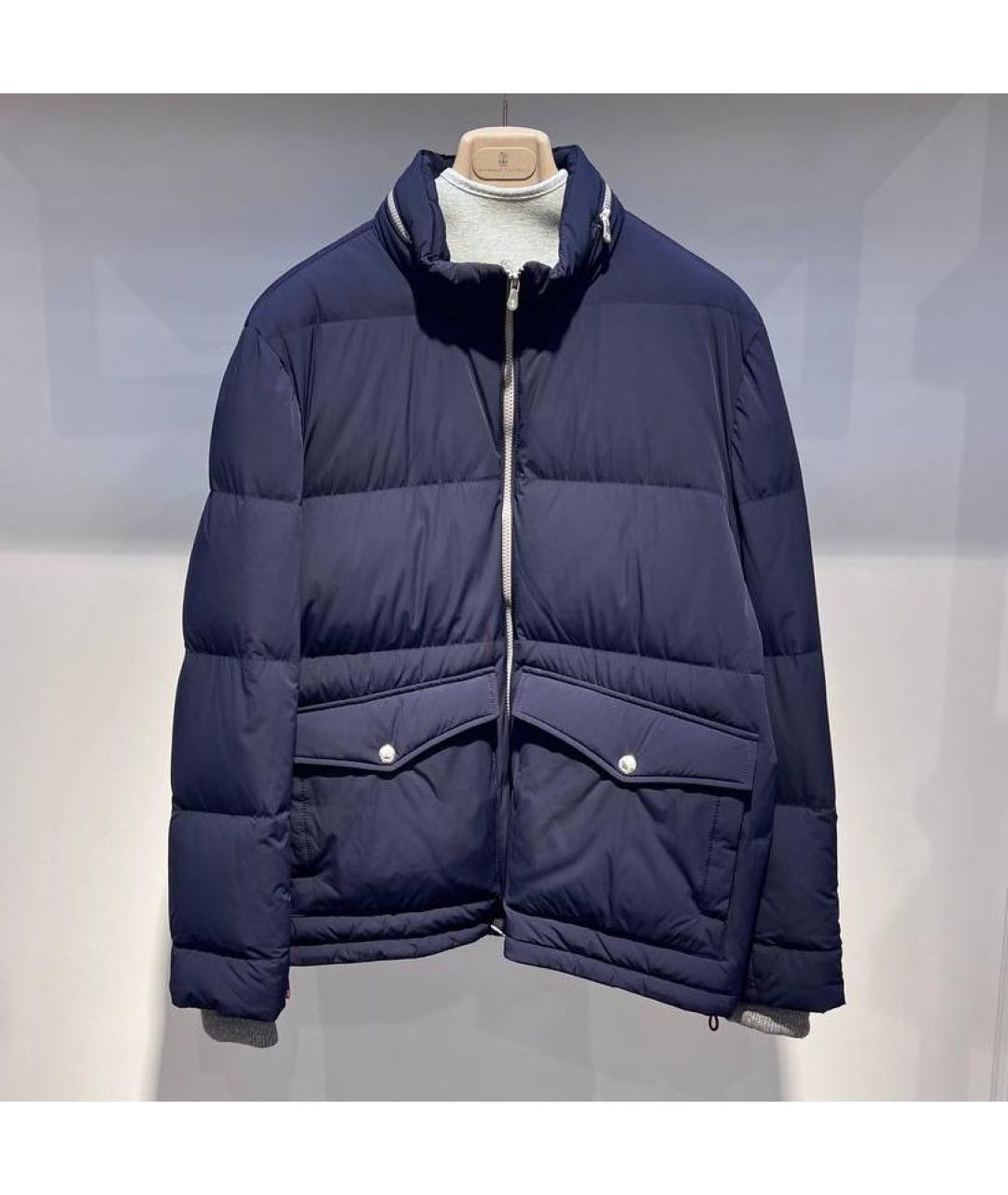 BRUNELLO CUCINELLI Темно-синий полиамидовый пуховик, фото 2