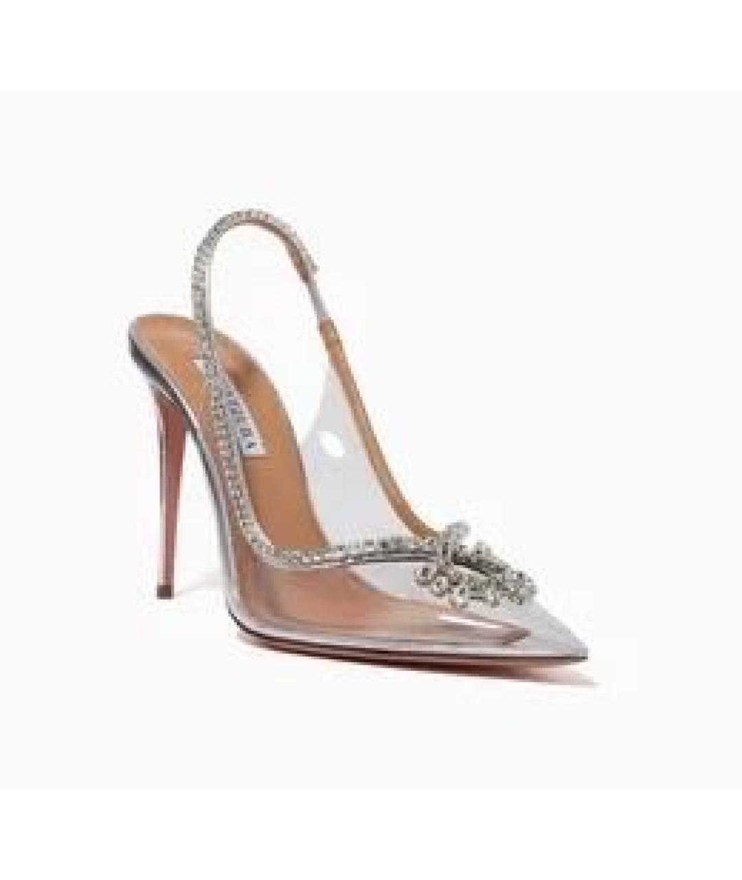 AQUAZZURA Серебряные кожаные туфли, фото 2