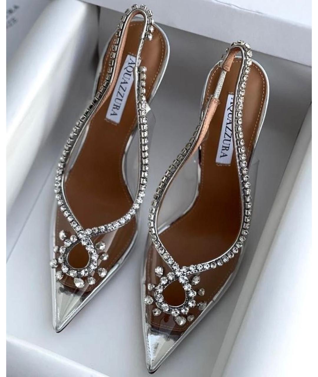 AQUAZZURA Серебряные кожаные туфли, фото 2
