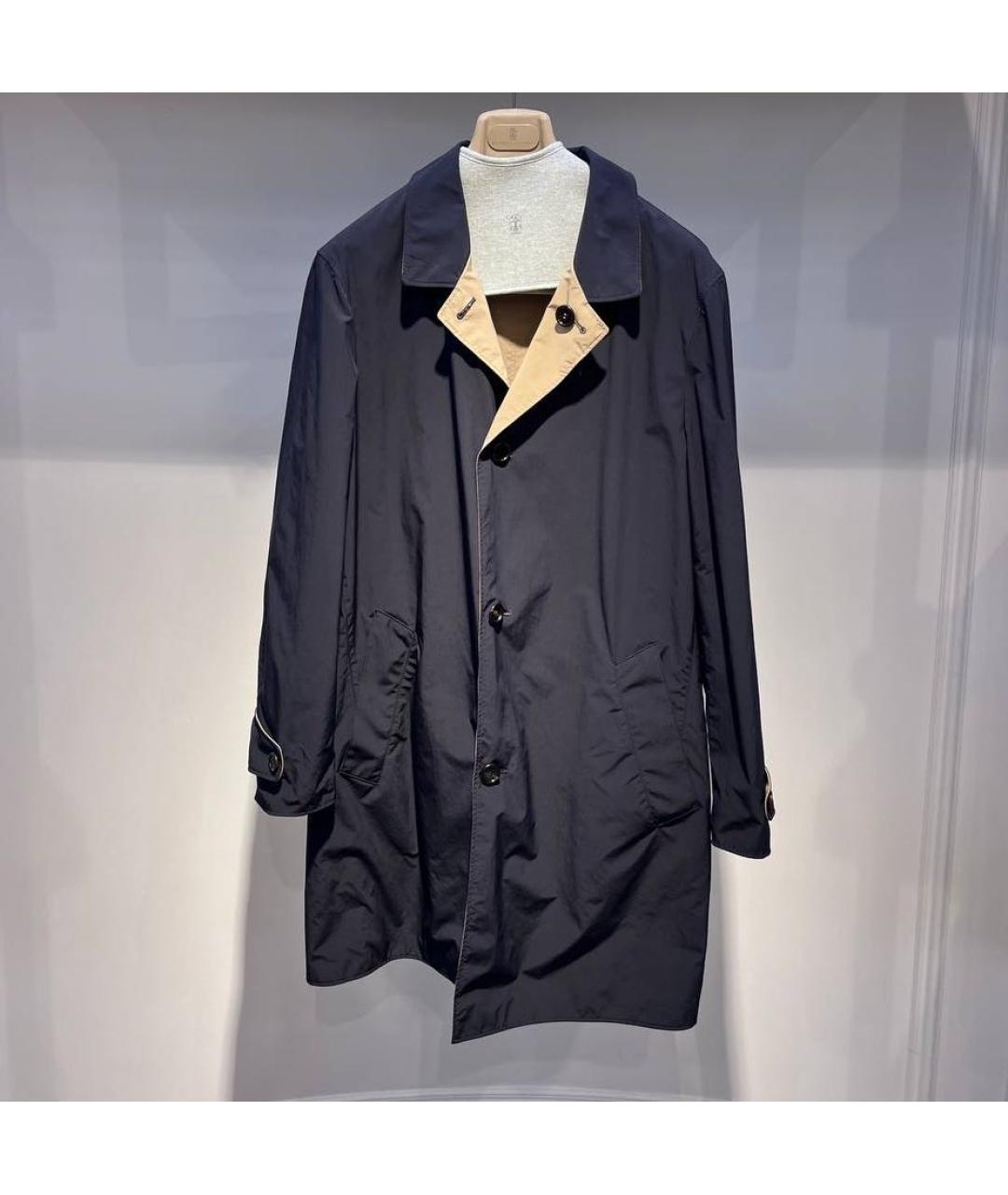 BRUNELLO CUCINELLI Синий полиэстеровый тренч / плащ, фото 3