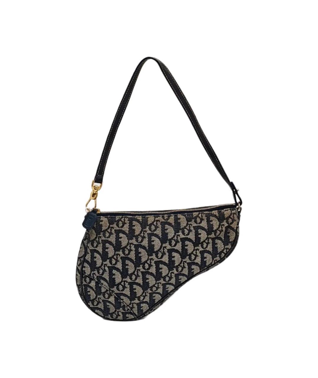 CHRISTIAN DIOR Синяя кожаная сумка с короткими ручками, фото 1