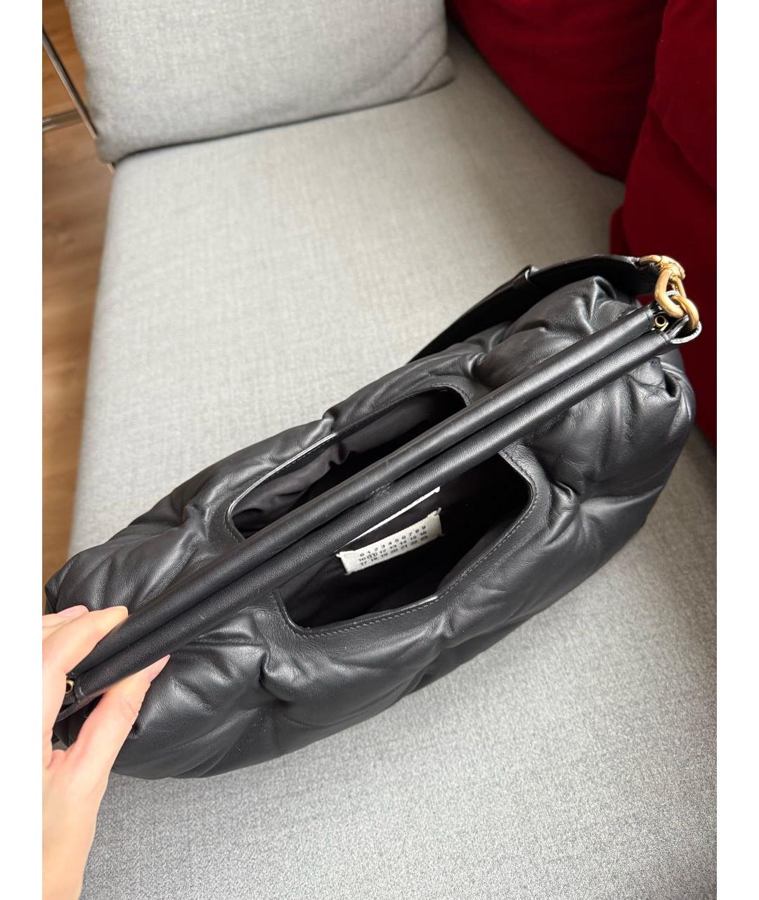 MAISON MARGIELA Черная кожаная сумка через плечо, фото 7