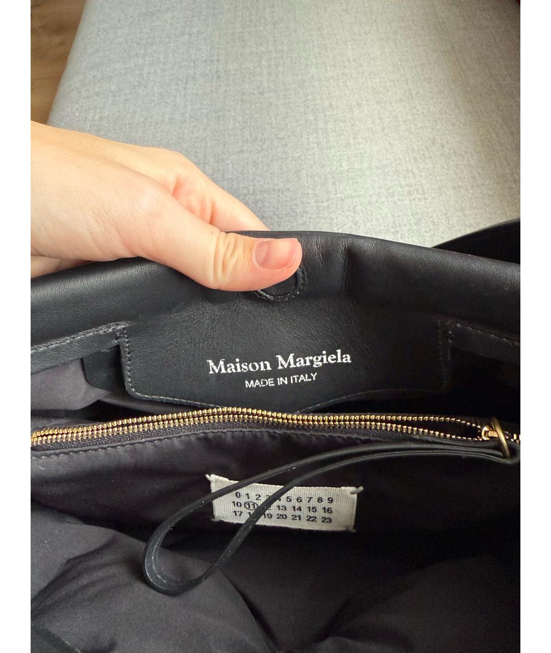 MAISON MARGIELA Черная кожаная сумка через плечо, фото 5