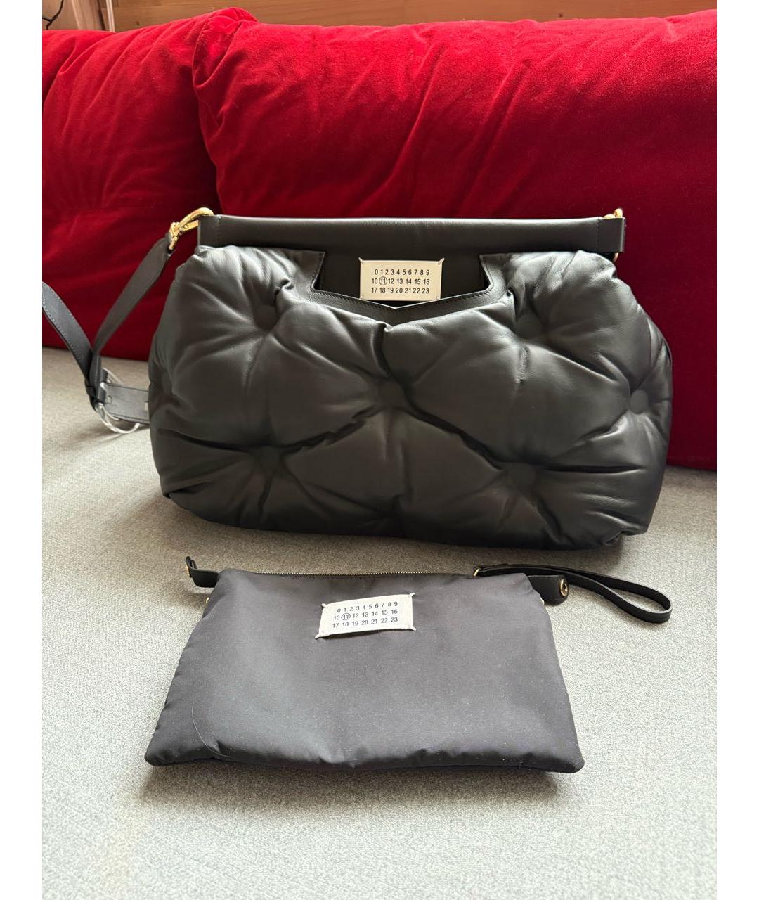 MAISON MARGIELA Черная кожаная сумка через плечо, фото 2