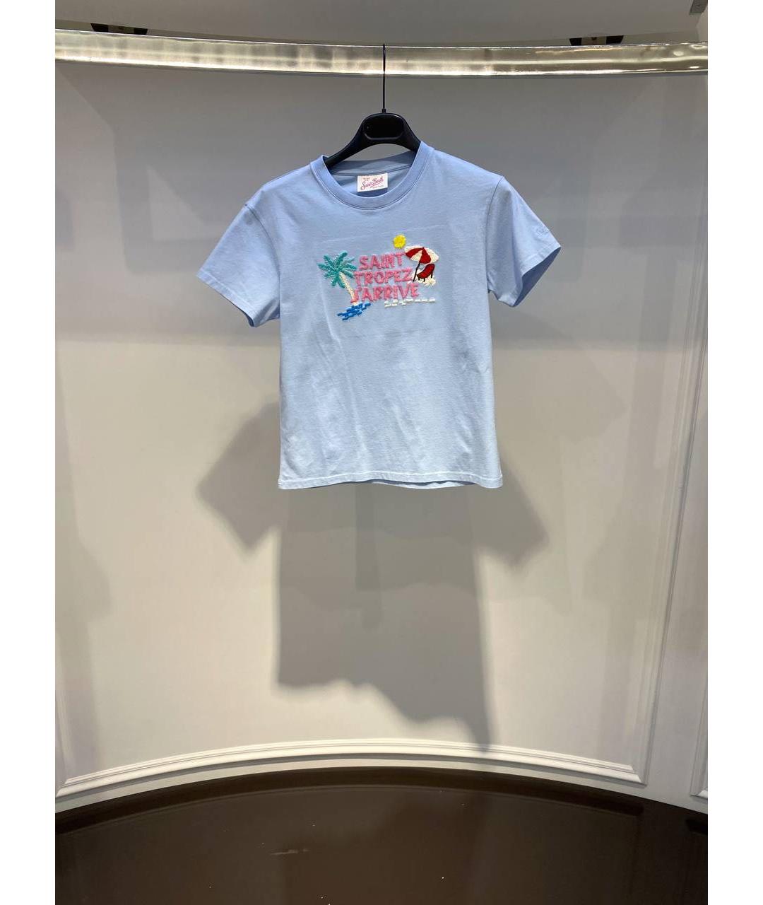 MC2 SAINT BARTH Голубая хлопковая футболка, фото 2