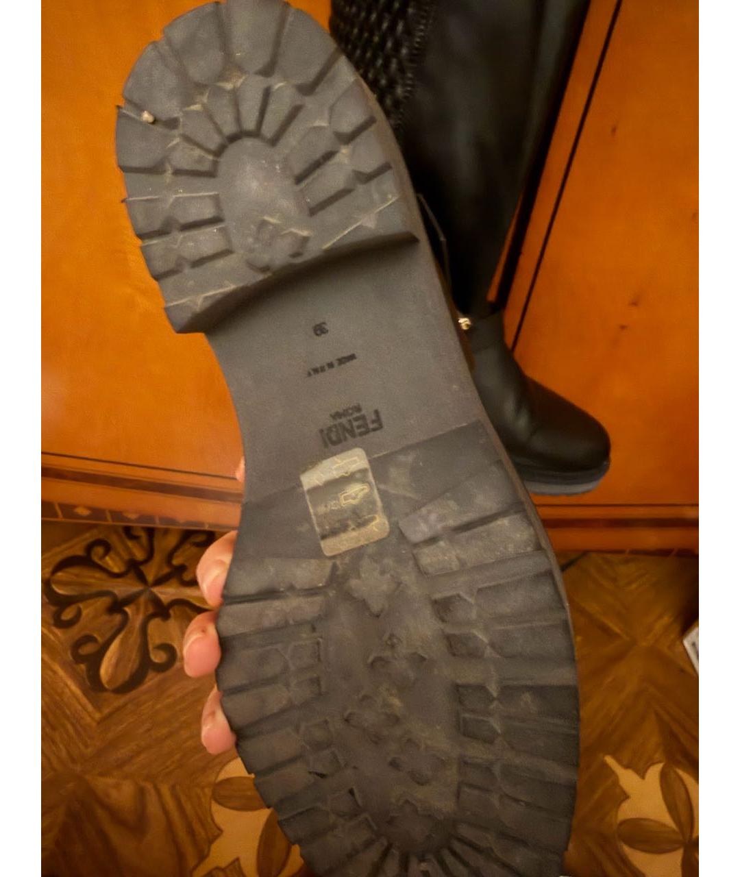 FENDI Черные кожаные ботфорты, фото 3