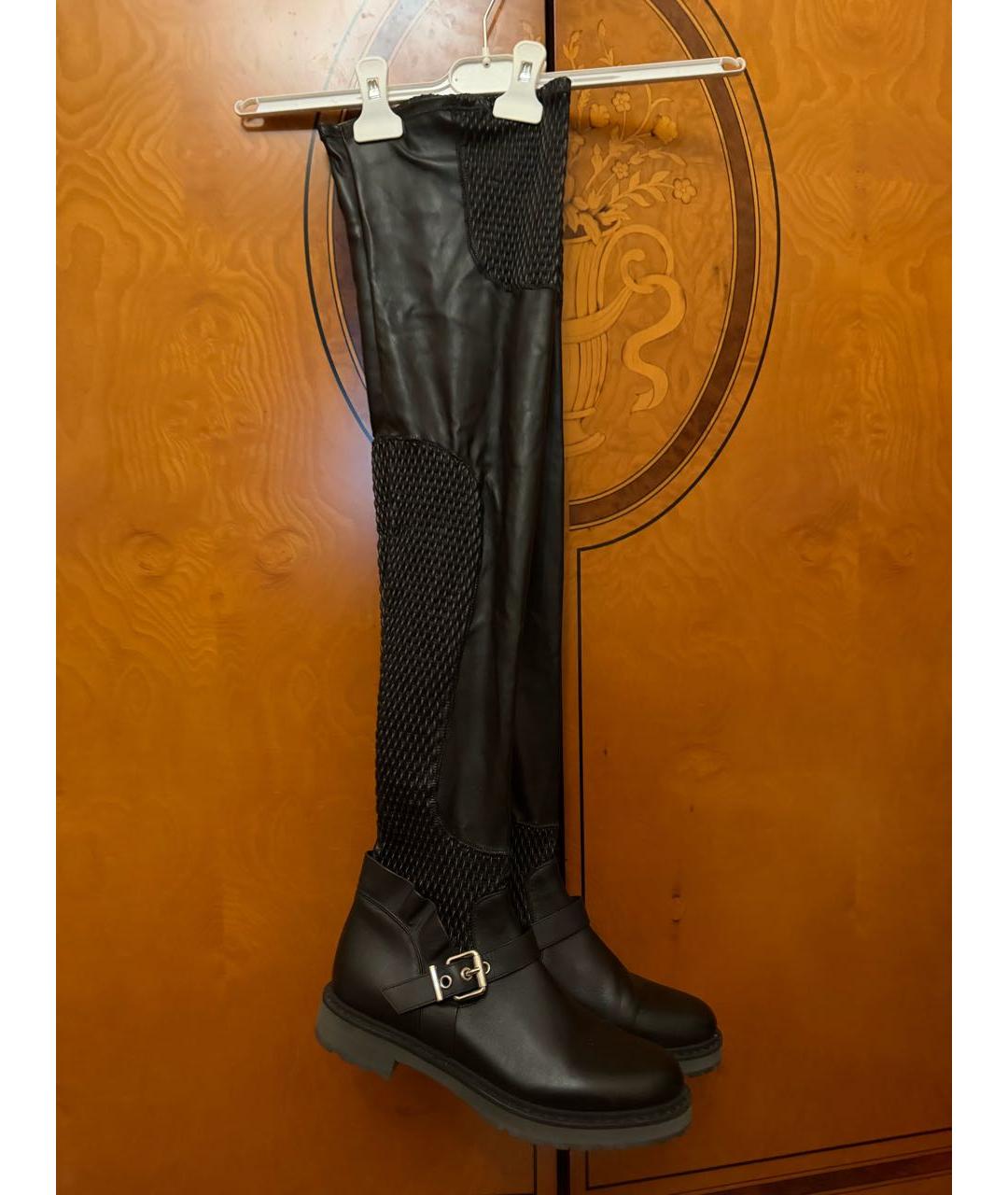 FENDI Черные кожаные ботфорты, фото 4