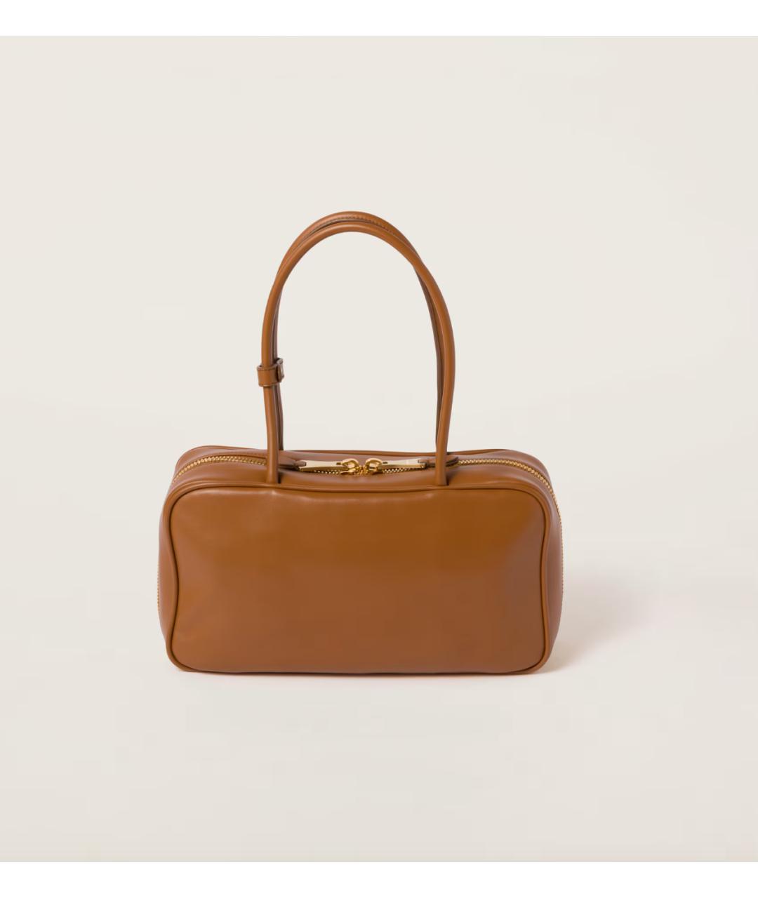 MIU MIU Коричневая кожаная сумка с короткими ручками, фото 3