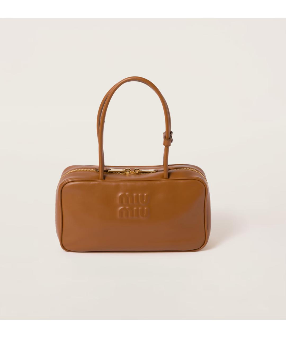 MIU MIU Коричневая кожаная сумка с короткими ручками, фото 5