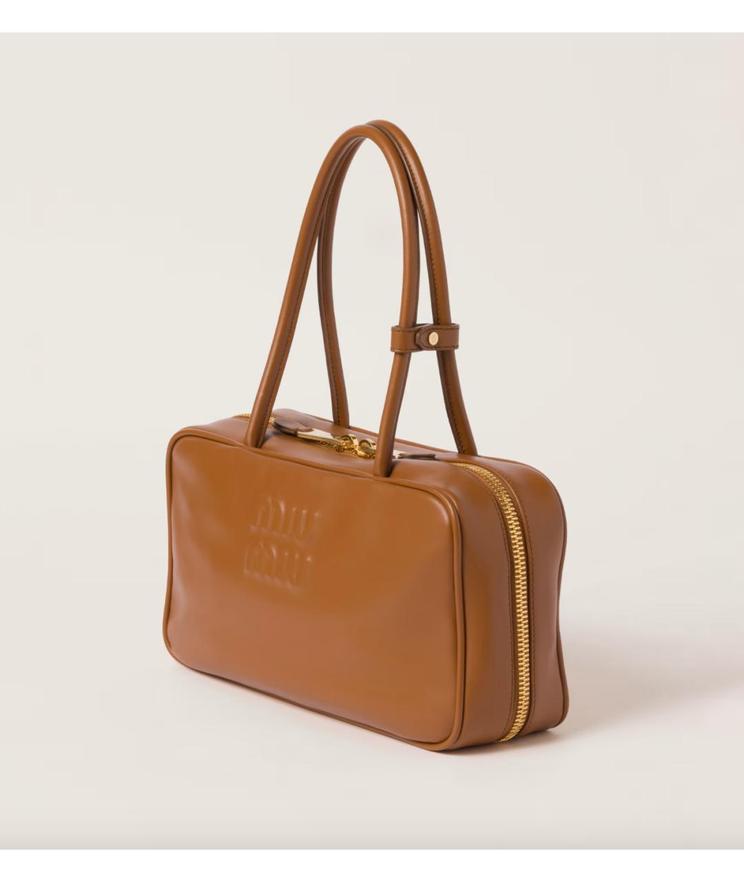MIU MIU Коричневая кожаная сумка с короткими ручками, фото 2