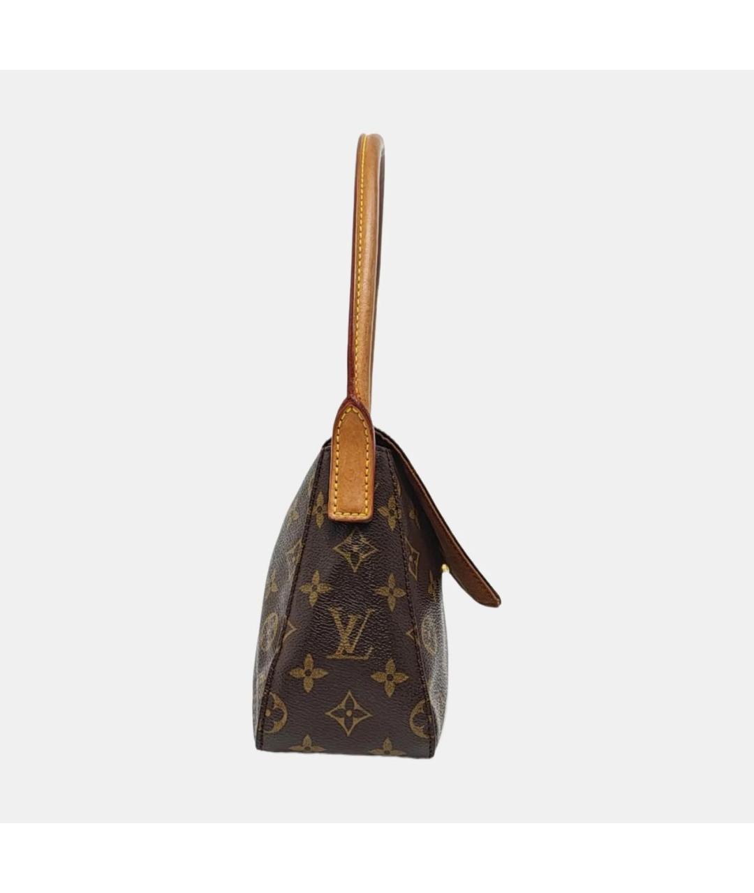 LOUIS VUITTON Коричневая кожаная сумка с короткими ручками, фото 3