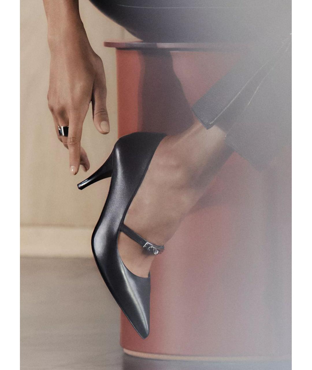 HERMES Черные кожаные туфли, фото 4