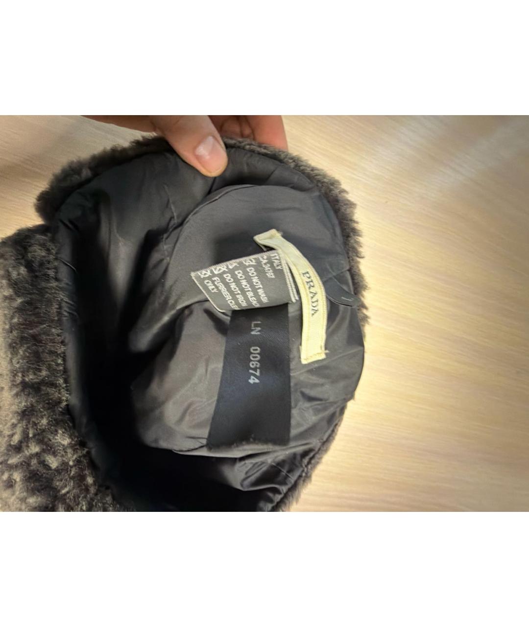 PRADA Черная синтетическая шапка, фото 8