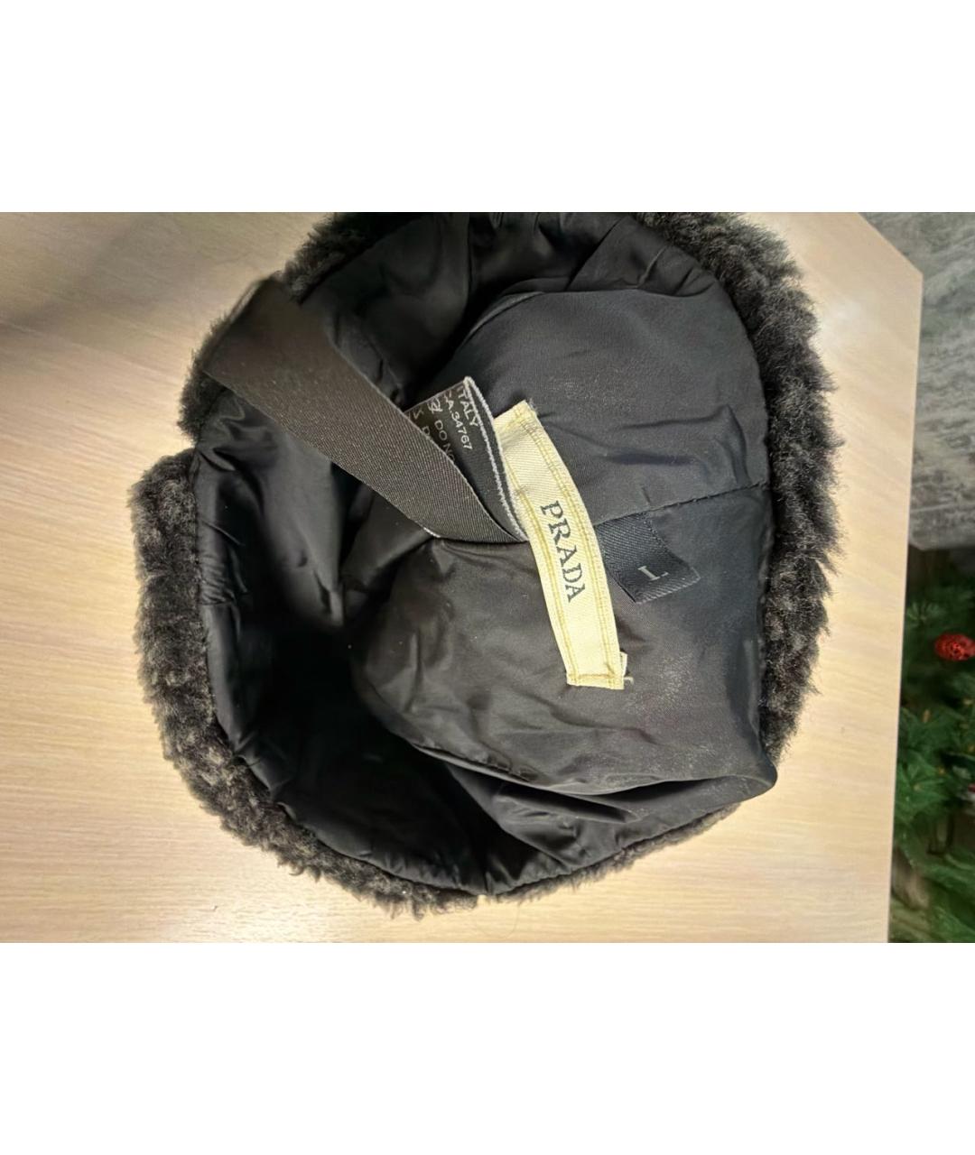 PRADA Черная синтетическая шапка, фото 7