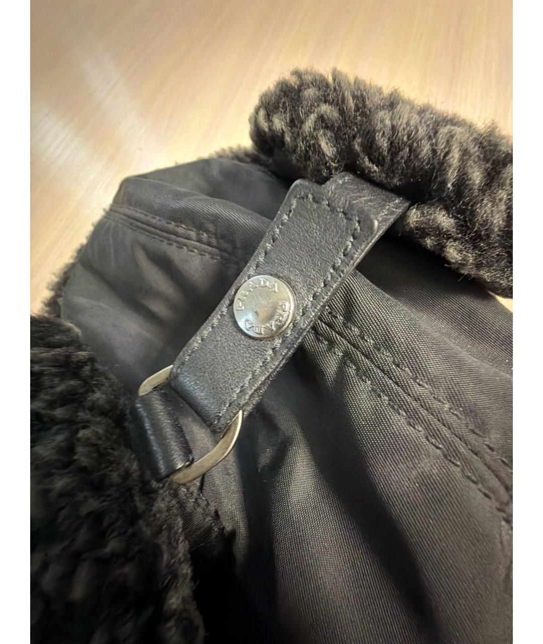 PRADA Черная синтетическая шапка, фото 5