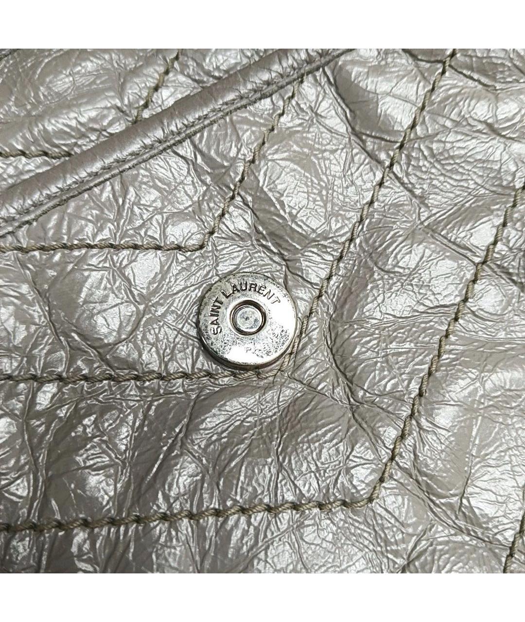 SAINT LAURENT Серая кожаная сумка тоут, фото 6