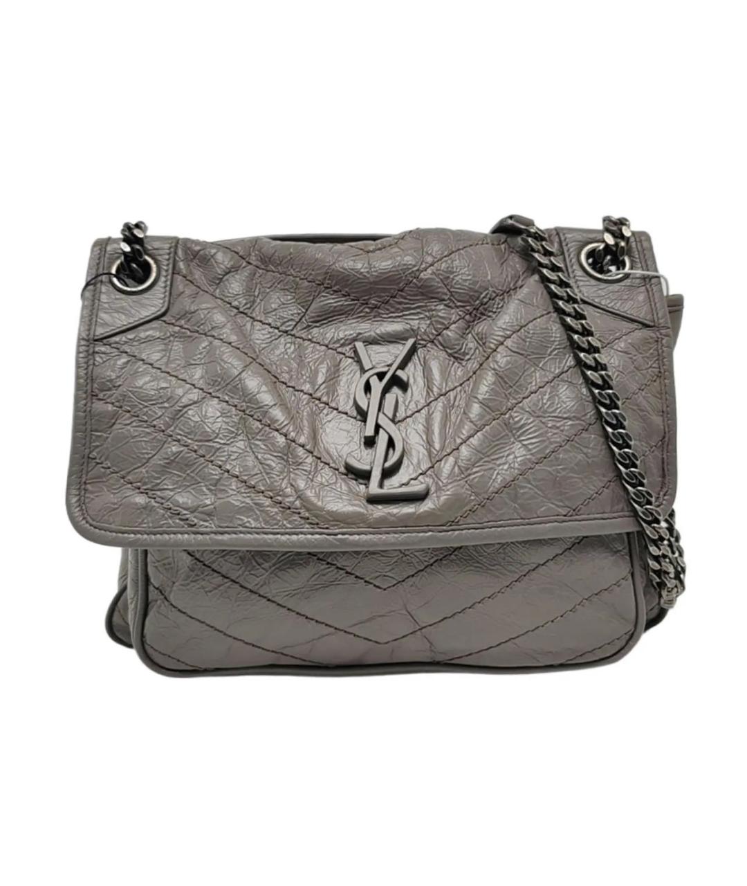 SAINT LAURENT Серая кожаная сумка тоут, фото 1