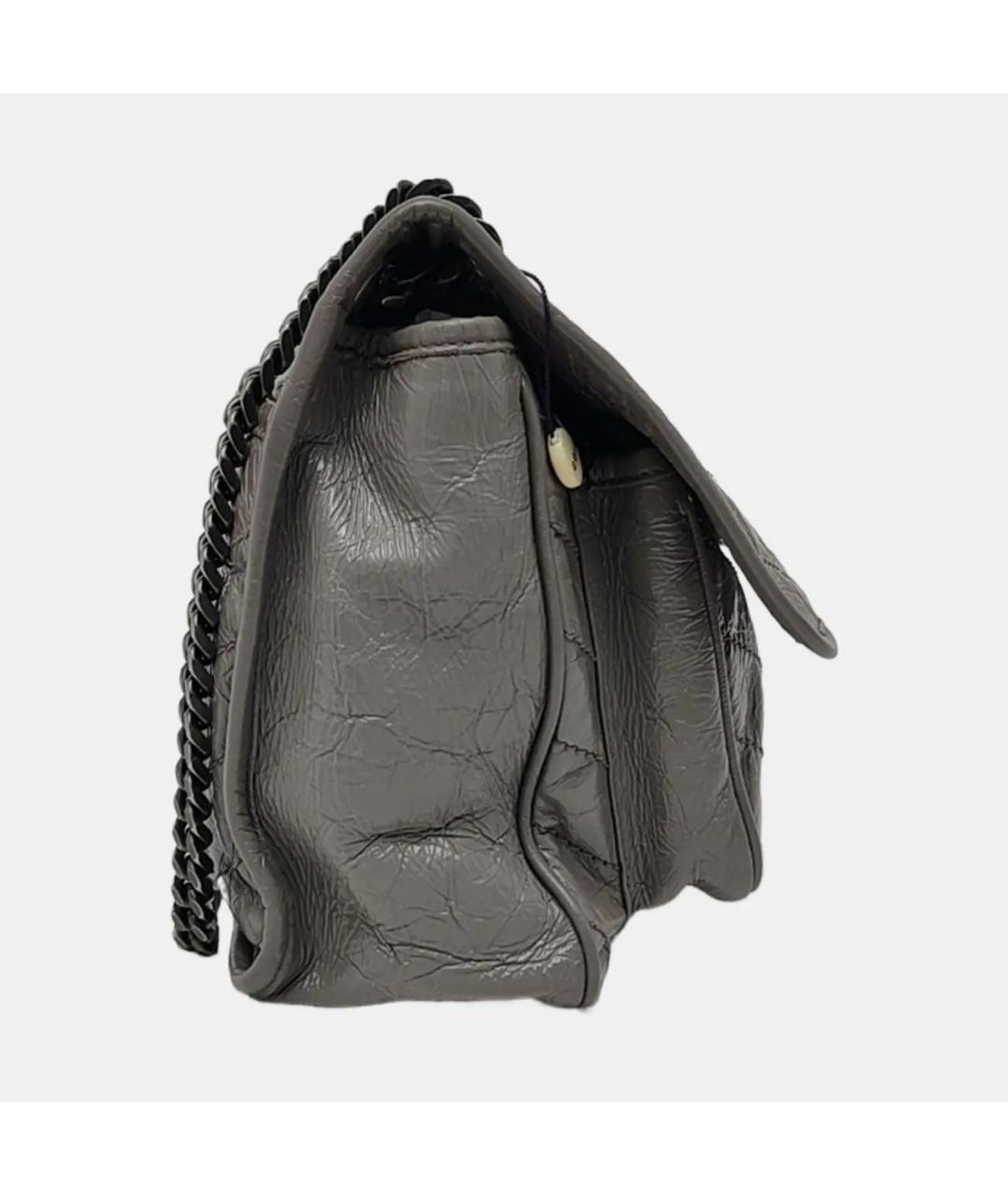 SAINT LAURENT Серая кожаная сумка тоут, фото 3