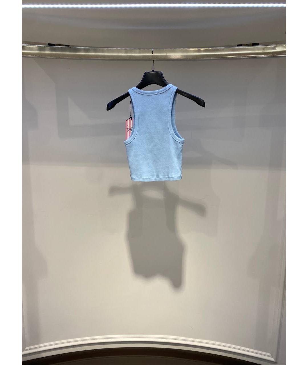 MC2 SAINT BARTH Голубая хлопковая майка, фото 3
