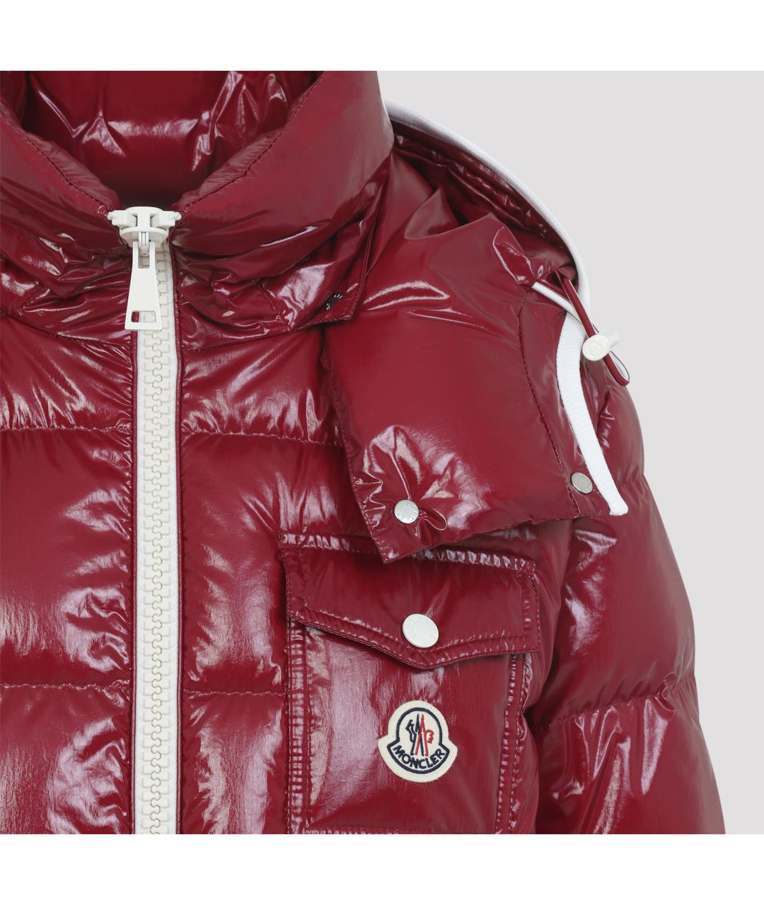 MONCLER Красный полиамидовый пуховик, фото 5
