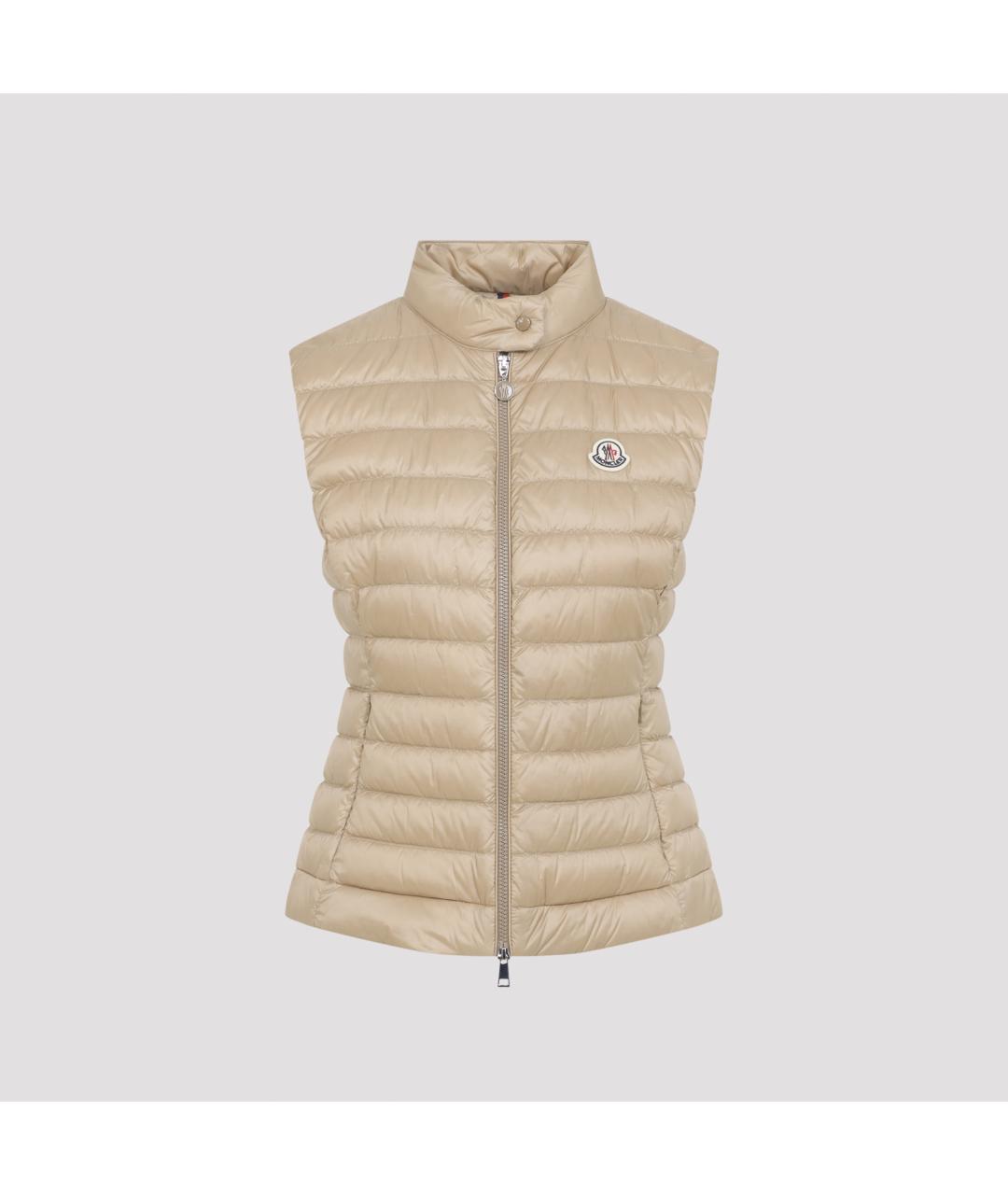 MONCLER Бежевый полиамидовый жилет, фото 2