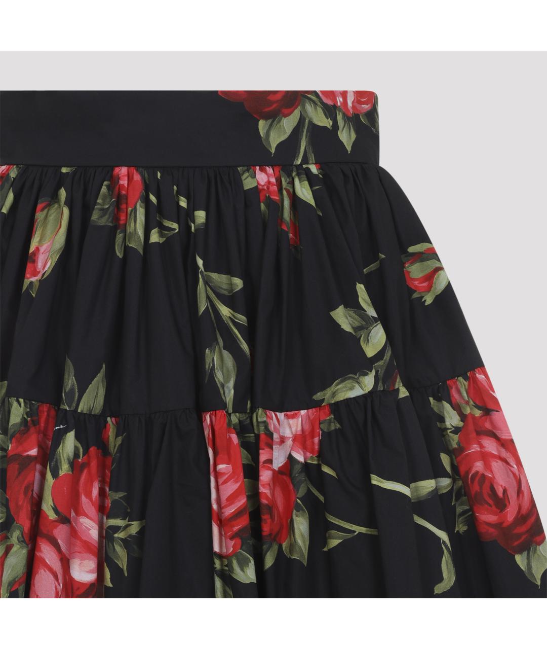 DOLCE&GABBANA Черная хлопковая юбка мини, фото 4