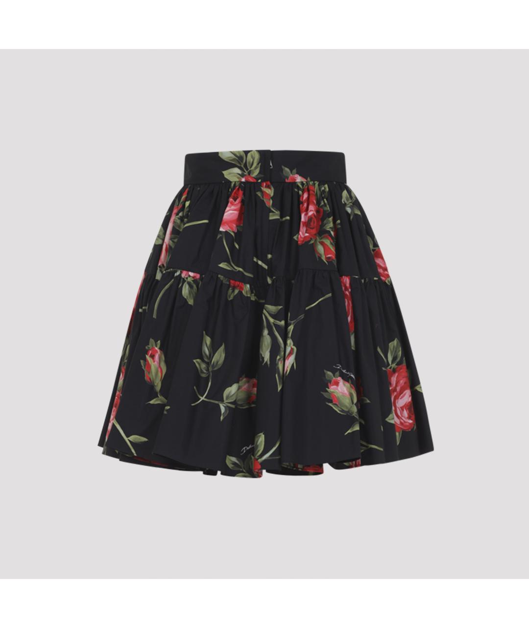 DOLCE&GABBANA Черная хлопковая юбка мини, фото 3