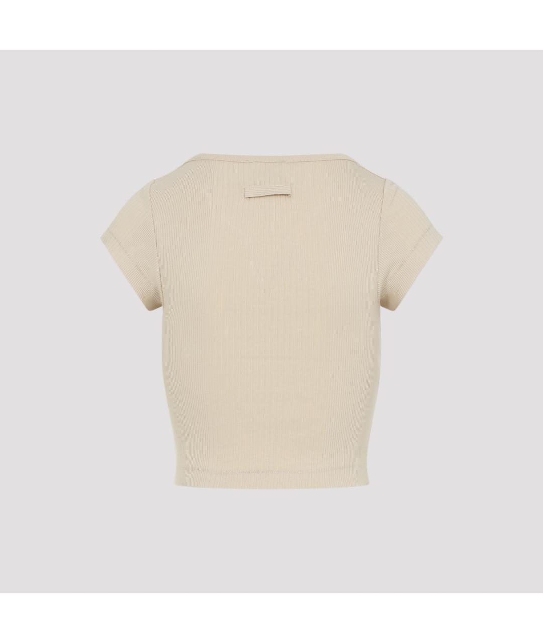 JEAN PAUL GAULTIER Бежевая хлопковая футболка, фото 2