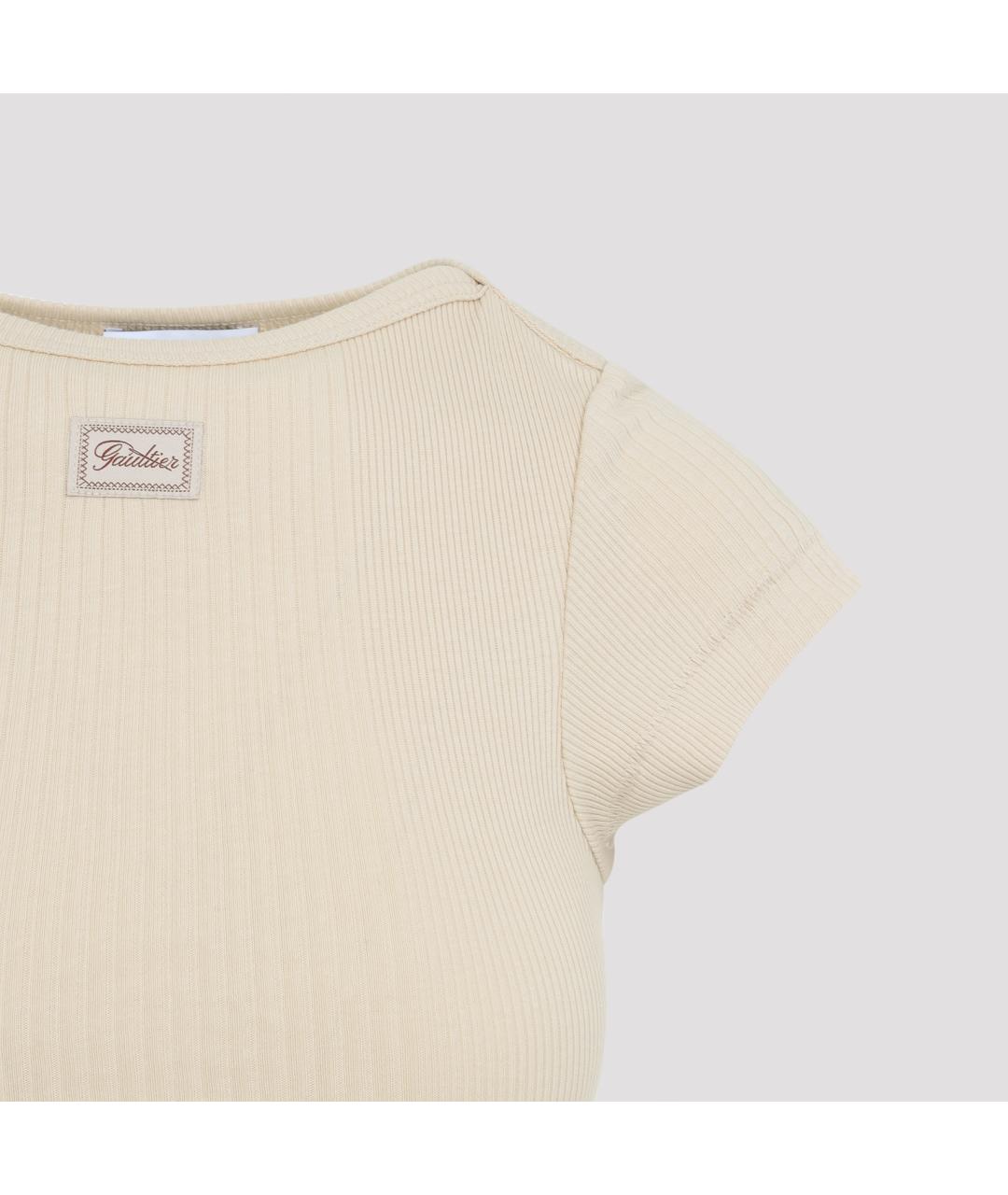 JEAN PAUL GAULTIER Бежевая хлопковая футболка, фото 3