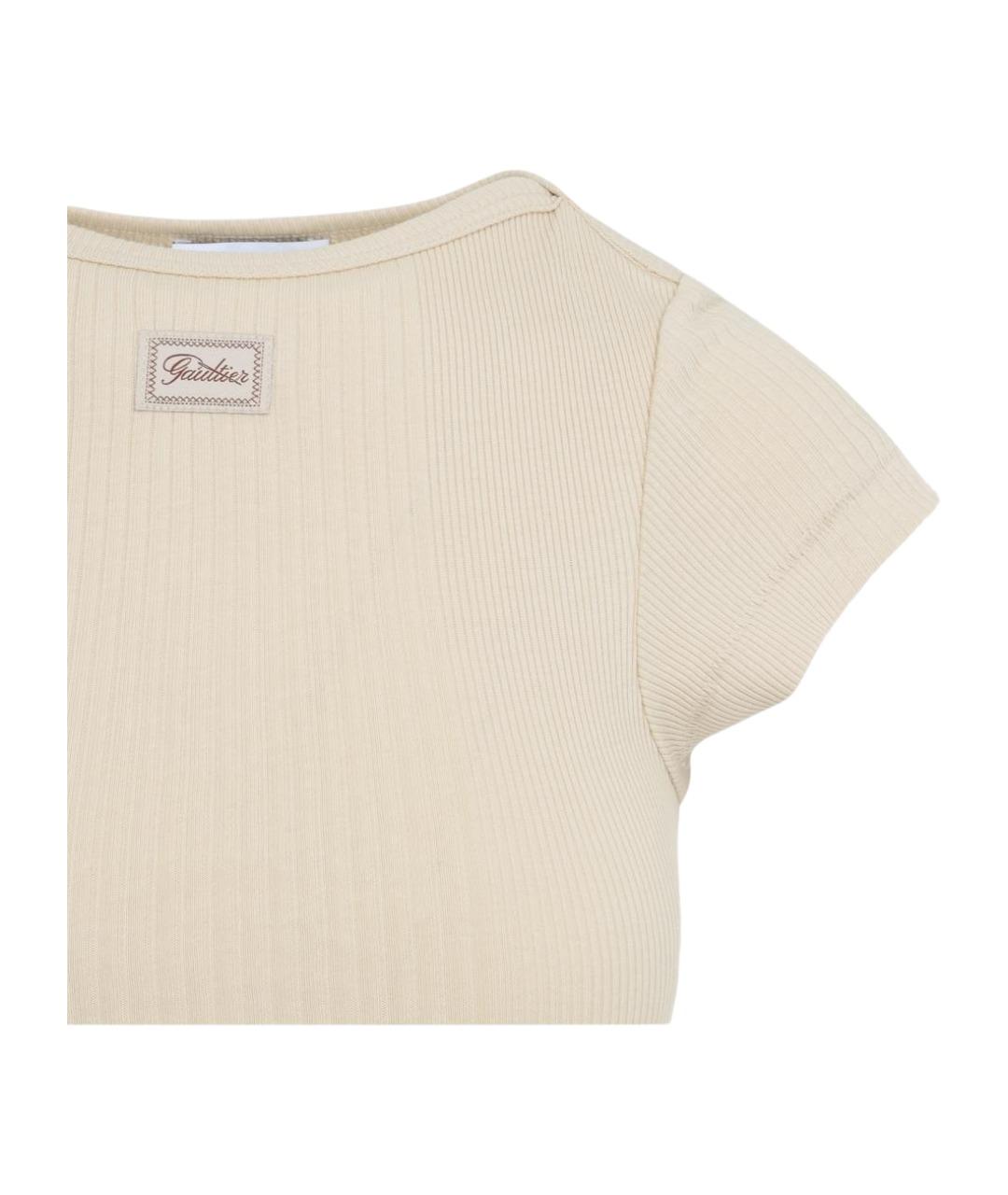 JEAN PAUL GAULTIER Бежевая хлопковая футболка, фото 3