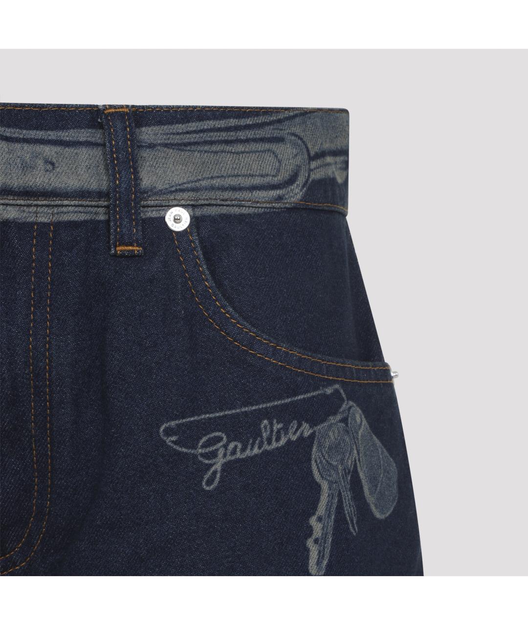 JEAN PAUL GAULTIER Синие хлопковые прямые джинсы, фото 3