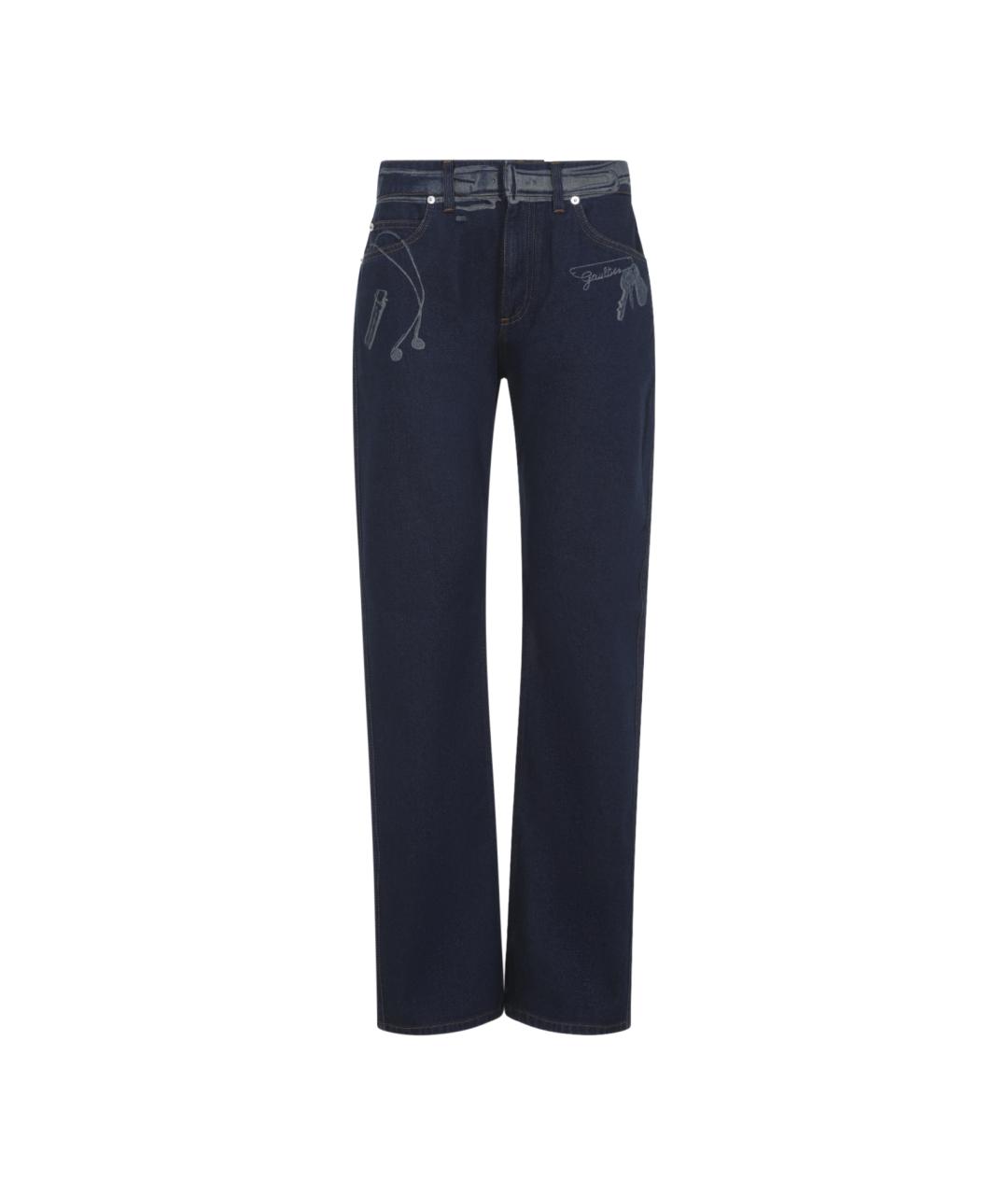 JEAN PAUL GAULTIER Синие хлопковые прямые джинсы, фото 1