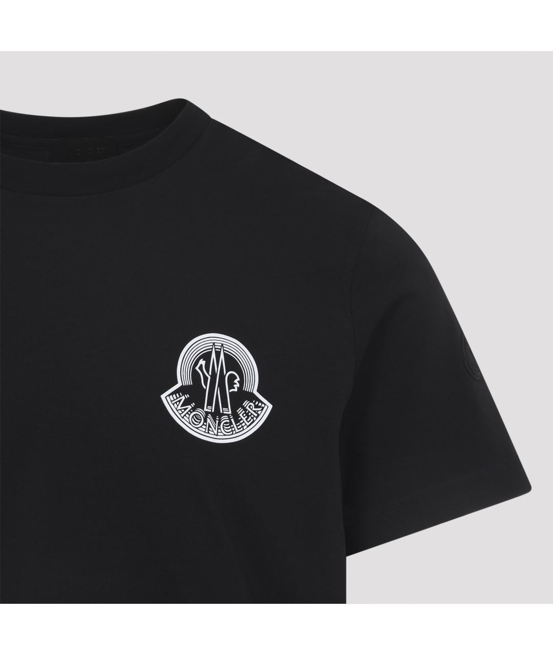MONCLER Черная хлопковая футболка, фото 4