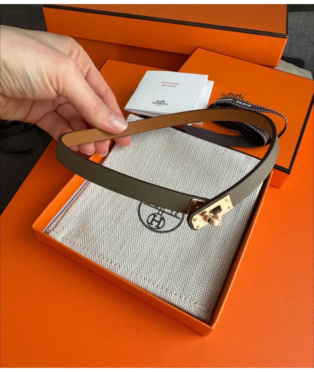 HERMES Коричневый кожаный чокер, фото 2