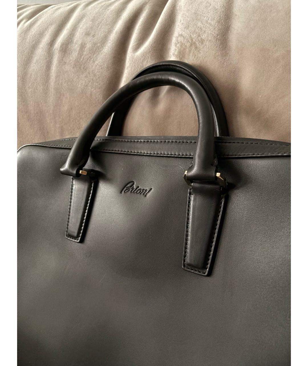 BRIONI Черный кожаный портфель, фото 7